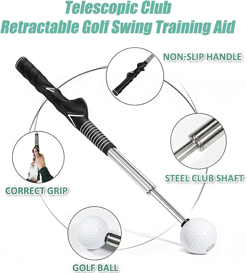 MHKLCD Retractable Golf Swing Training Aid, Golf Grip Trainer and Right-Handed Golf Training Aid for Chipping Hitting, Portable Grip Trainer with Click Feedback - Image 3